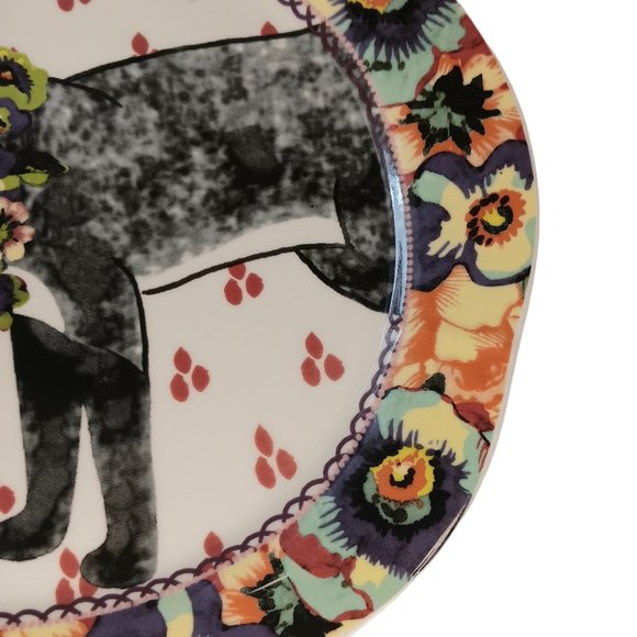 Anthropologie Badger Zoological Gardens Dessert Plate Multicolor Floral - Picture 4 of 4